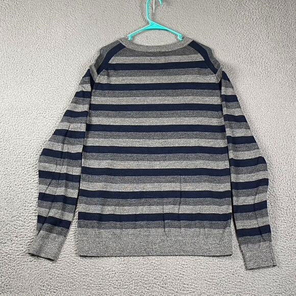Armani Exchange Men's XL V-Neck Sweater Merino Wool Striped Gray Blue - Picture 7 of 7